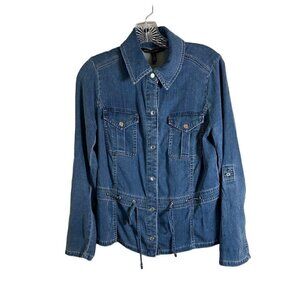 WHITEHOUSEBLACKMARKET Women's Trucker Grommet Stretch Denim Jacket Size Small